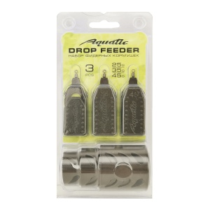 Набор фидерных кормушек Aquatic в блистере DROP FEEDER 25,35,45 гр. (малая, средняя, большая)