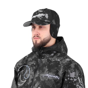 Кепка утепленная Aquatic КА-23 (soft-shell, мембрана 10000/10000, цвет - CAMO BLACK, размер L)