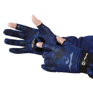 Перчатки демисезонные без пальцев softshell ПЧ-09 (Цвет - CAMO BLUE, размер L, фирменная печать AQUA