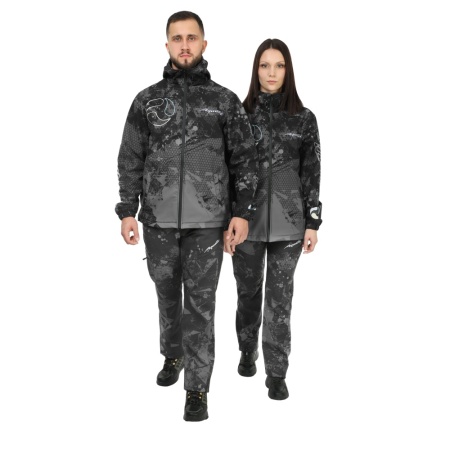 Костюм Aquatic К-23 (soft-shell, мембрана 10000/10000, цвет - CAMO BLACK, размер 58, фирменная печат