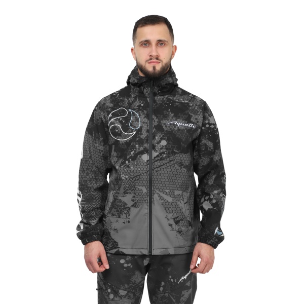 Костюм Aquatic К-23 (soft-shell, мембрана 10000/10000, цвет - CAMO BLACK, фирменная печат