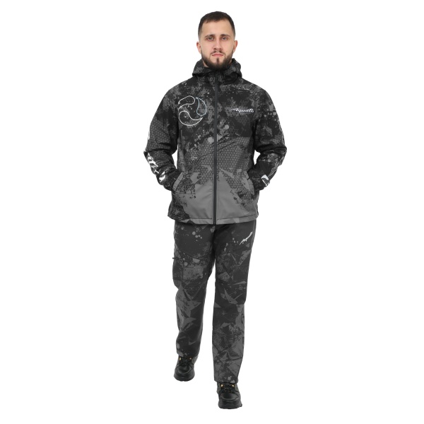 Костюм Aquatic К-23 (soft-shell, мембрана 10000/10000, цвет - CAMO BLACK, фирменная печат