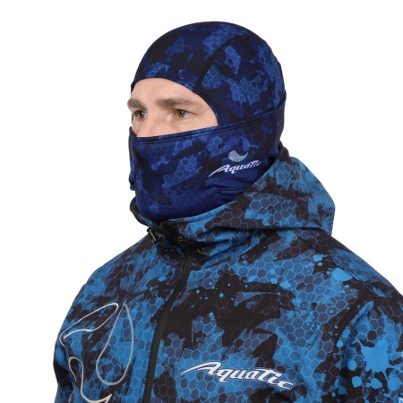 Балаклава демисезонная softshell (Цвет - CAMO BLUE, без размера, фирменная печать AQUATIC)