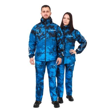 Костюм Aquatic К-22 (soft-shell, мембрана 10000/10000, цвет - CAMO BLUE, размер 58, фирменная печать