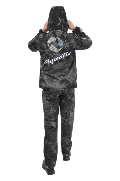 Костюм Aquatic К-23 (soft-shell, мембрана 10000/10000, цвет - CAMO BLACK, фирменная печат