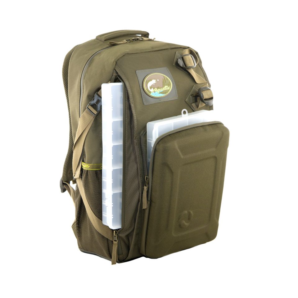 Рыболовный рюкзак Aquatic РК-02 цвета хаки с двумя коробками FisherBox